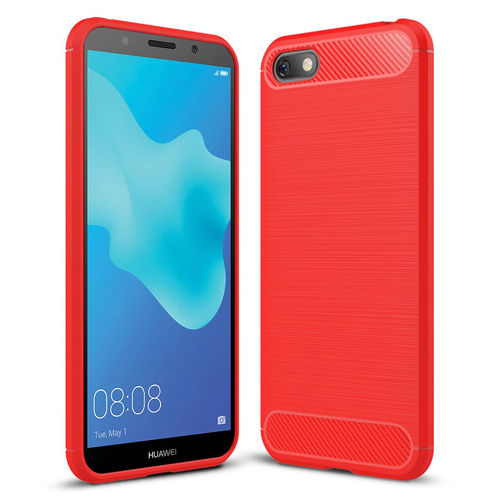 Flexi Slim Carbon Fibre Case for Huawei Y5 (2018) - Brushed Red